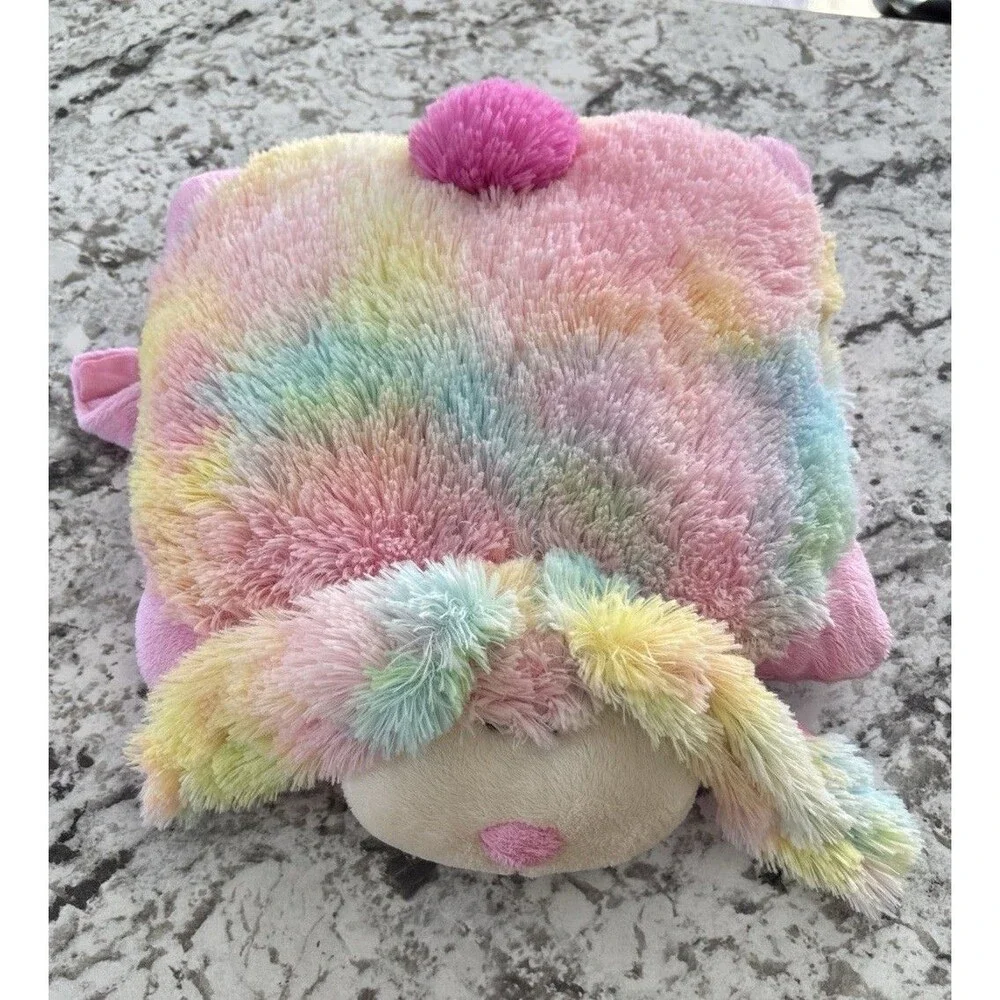 Pillow Pets Pee-Wees Pastel Rainbow Tie Dye Bunny Rabbit Plush 11